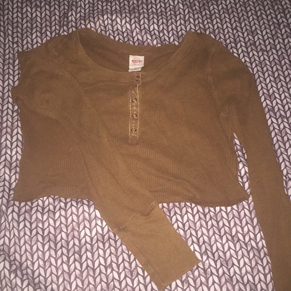 3 for 20$ brown long sleeve cropped thermal shirt